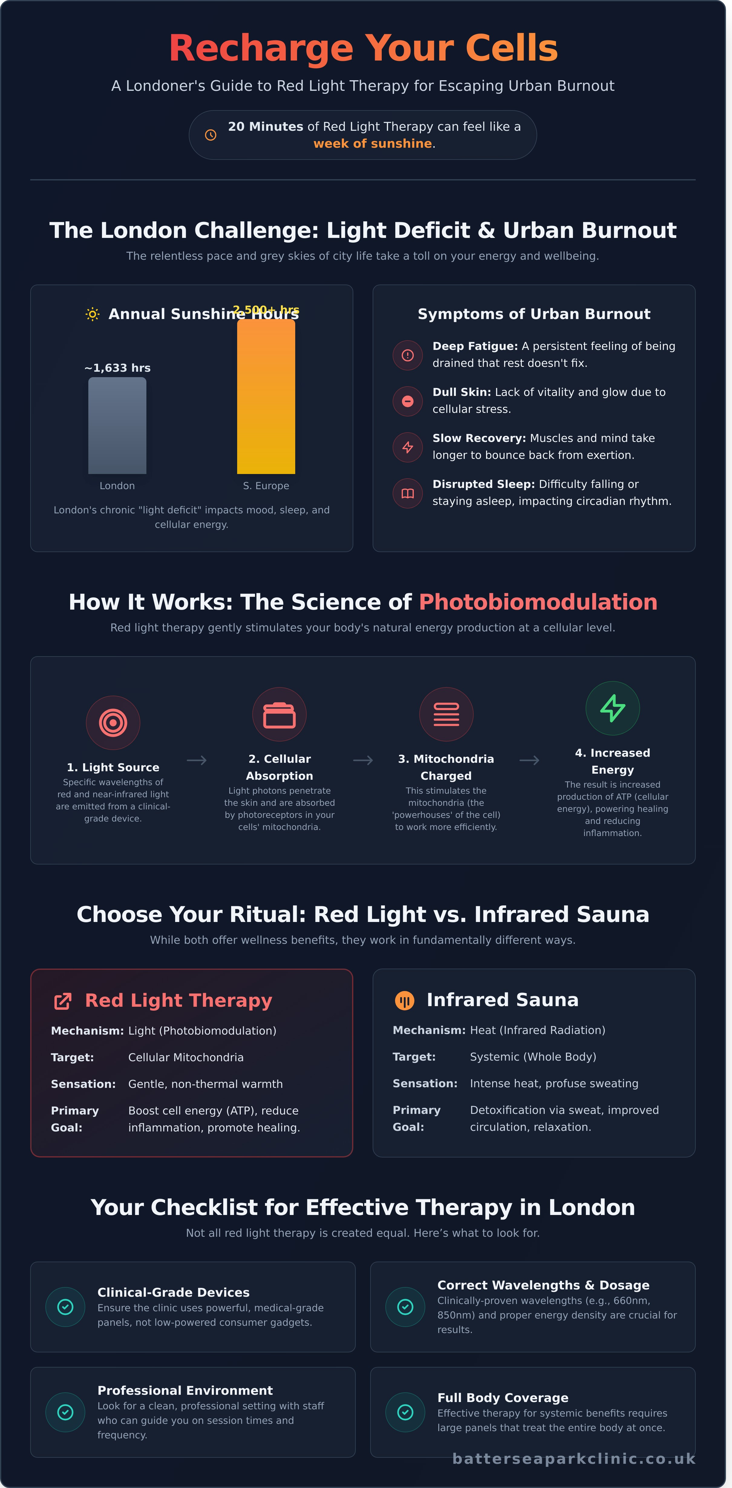 Red light therapy london infographic - visual guide