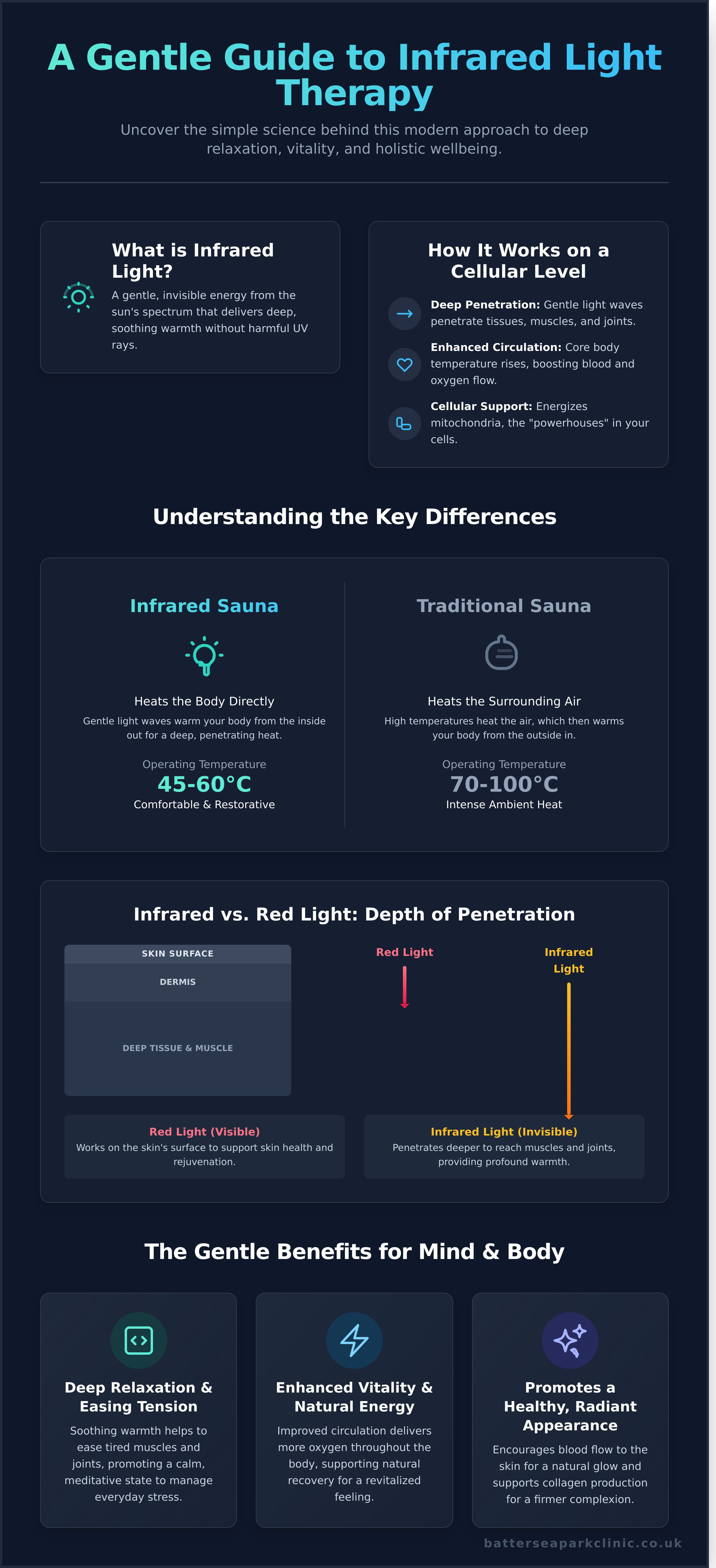 Infrared light therapy infographic - visual guide