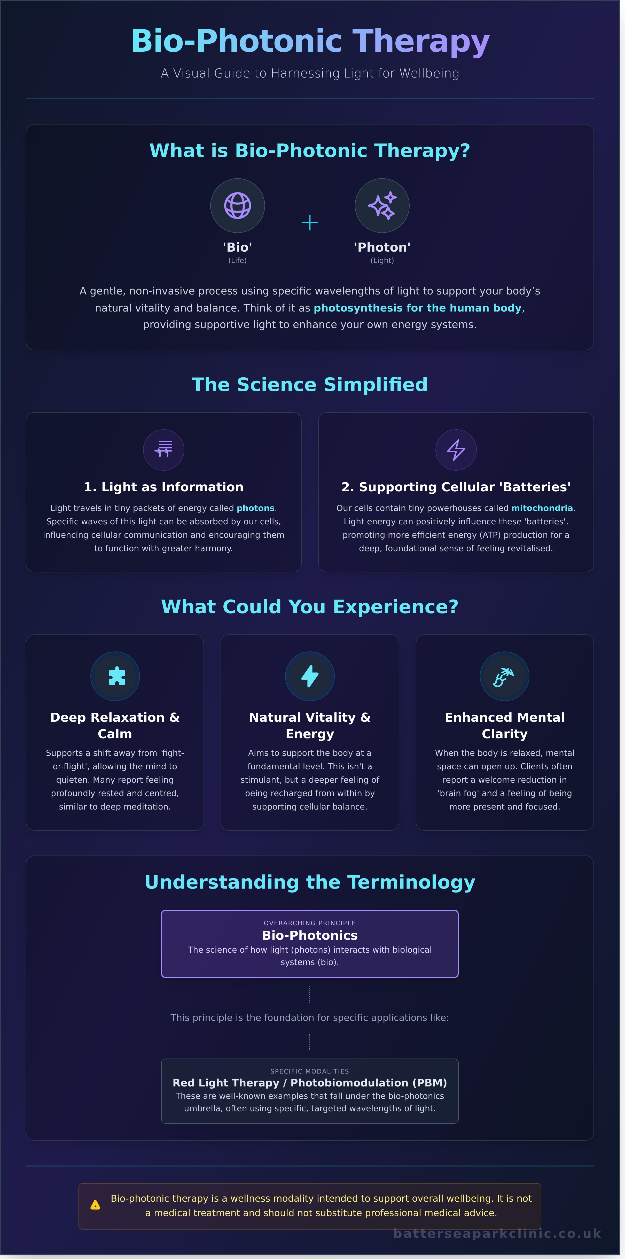 Bio-photonic therapy london infographic - visual guide