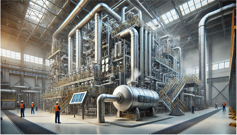AI-generated picture of an industrial heat pump at work.