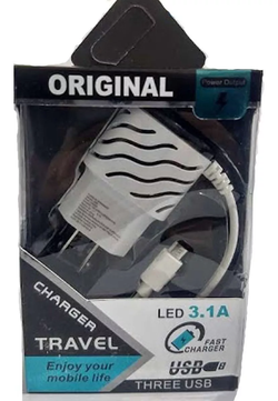 Cargador Celular Carga Rapida 3.1A +2 Usb