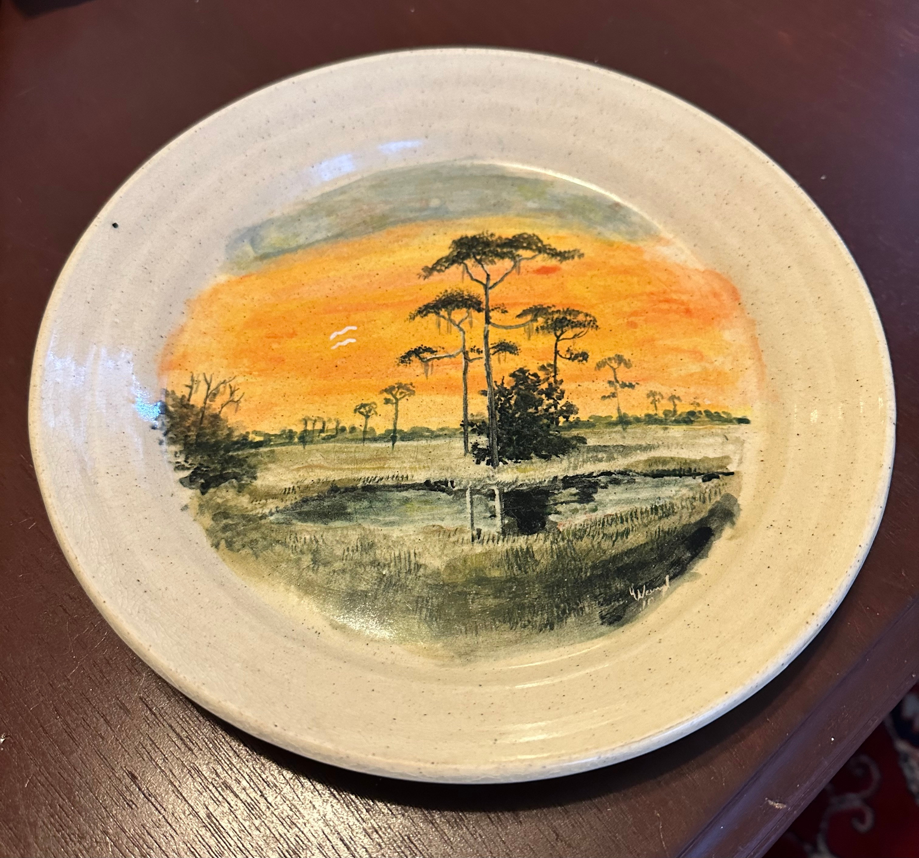 Florida Sunset Hand Decorated Dinnerware 9" Plate