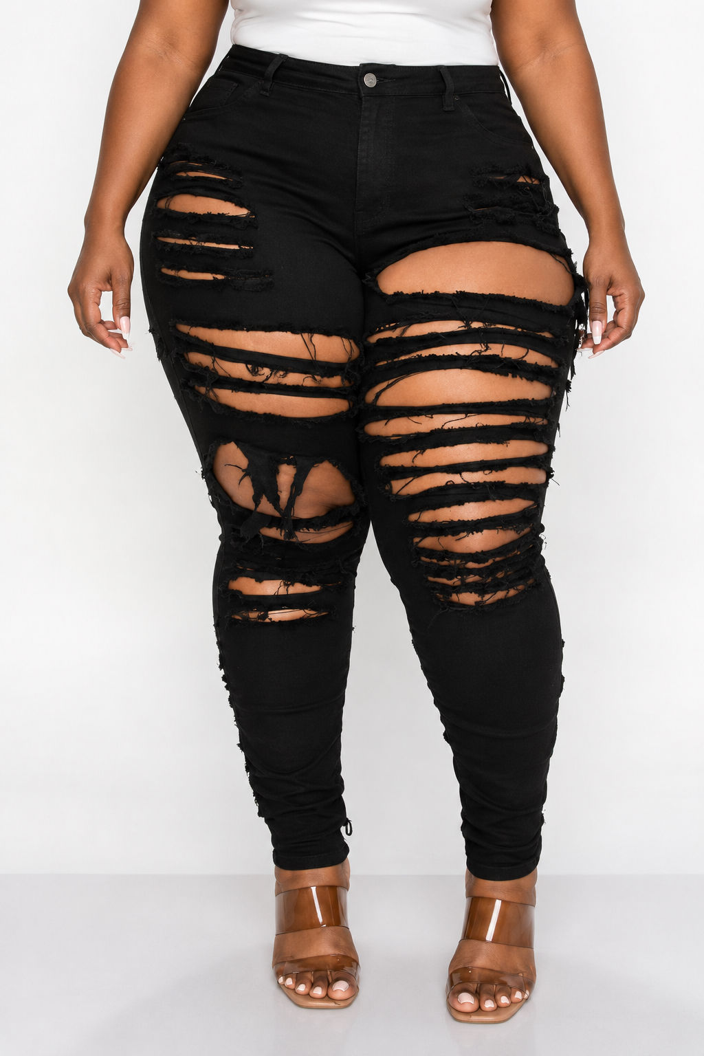 Bad Girl Black Distressed Skinny Jeans