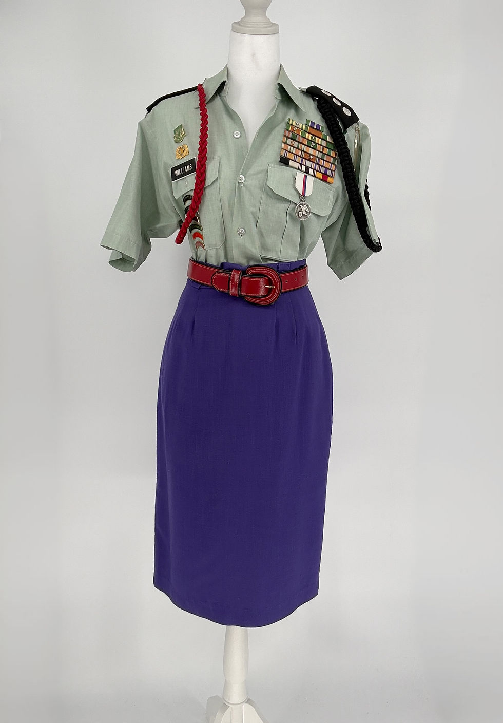 Vintage 1983 Pearl Gordon Grape Purple Slub Weave Pencil Skirt Front View
