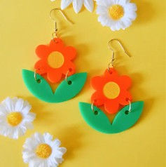 Flower Power Daisy Retro Earrings Rebel Disco
