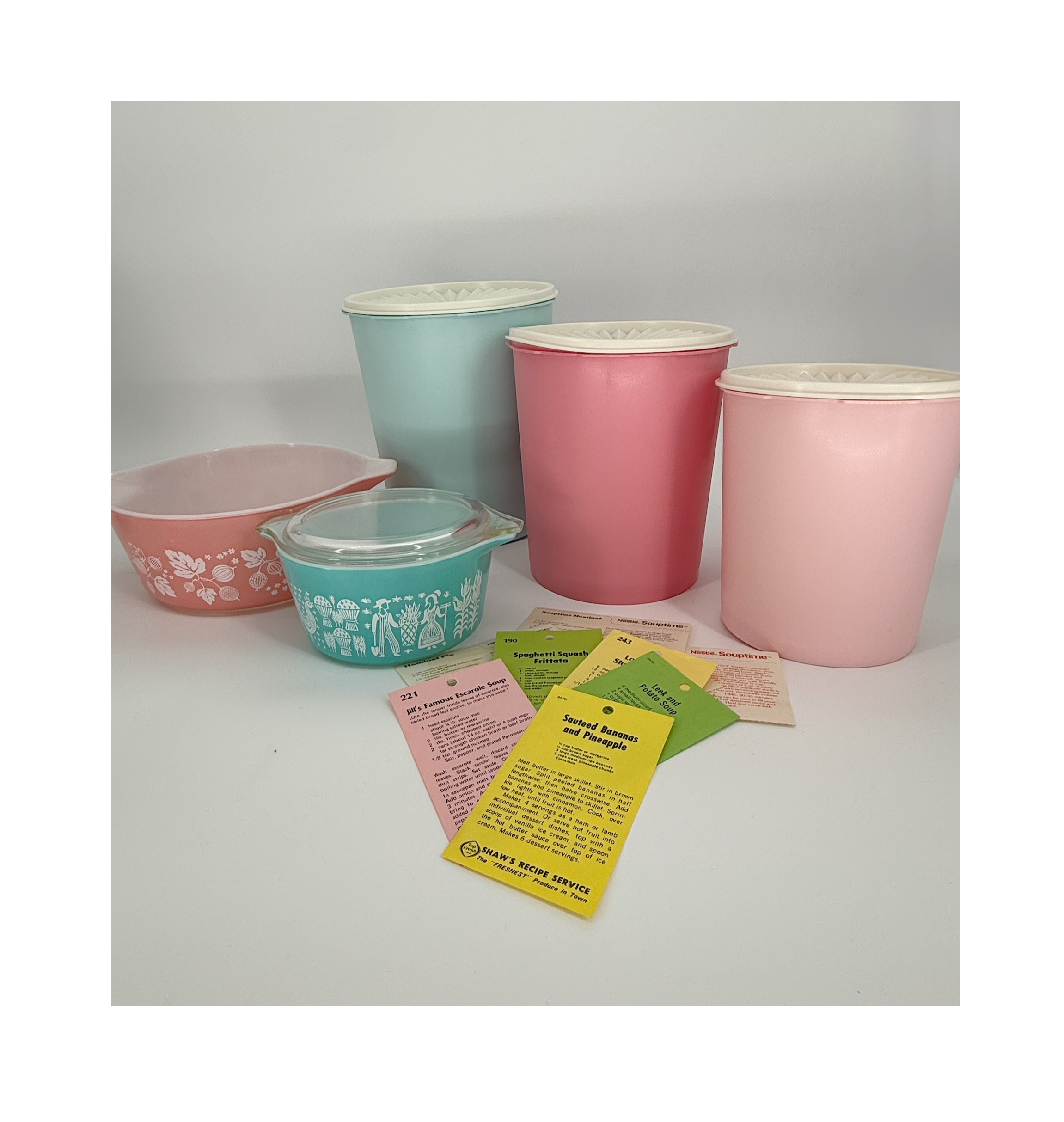 Vintage 1979 Rare Complete Set of Cotton Candy Tupperware Servalier Canister Set