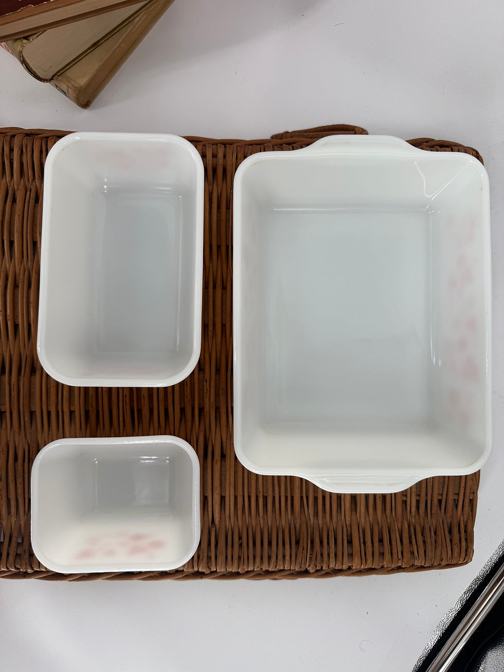 Thumbnail: Vintage 1960 Pink Gooseberry Pyrex Set; Cinderella Bowls and  Refrigerator Set 
