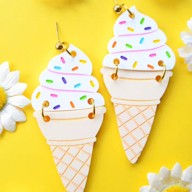 Sprinkle Ice Cream Cone Earrings Rebel Disco Front