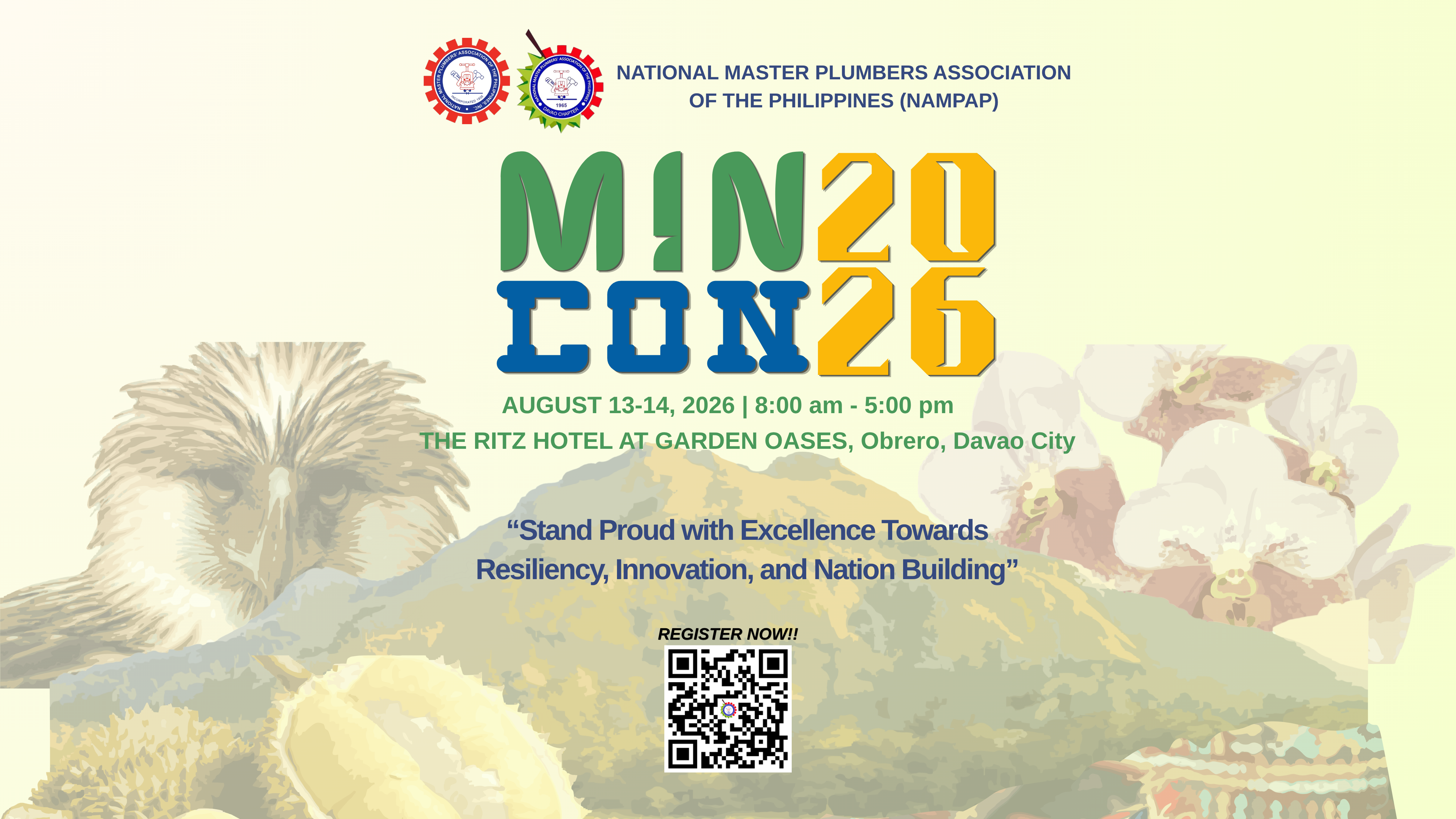 The NAMPAP Mindanao Convention 2026 poster featuring event dates and venue details.
