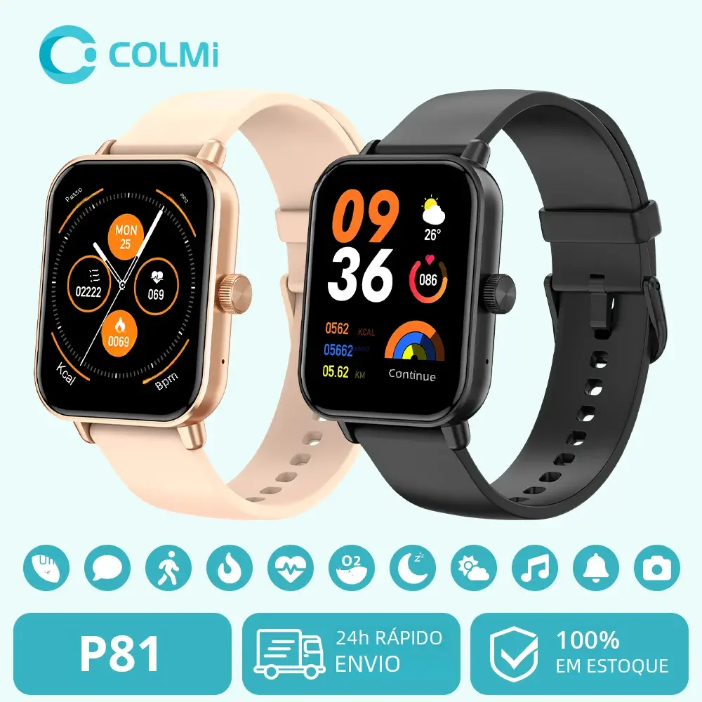 Smartwatch COLMI P81 Ultra (1,9”) com Chamadas Bluetooth + Saúde 24h + 100+ Modo