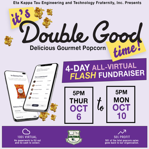 Double Good Virtual Popcorn Fundraiser Flyer