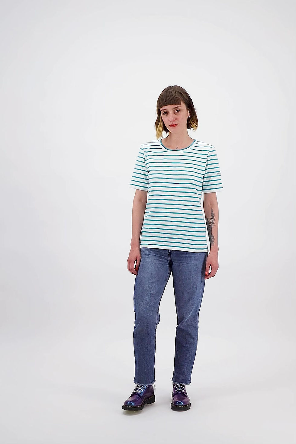 Thumbnail: Жіноча бретонка «Cote d`Azure» з коротким рукавом і контур України