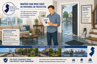 Homeowner standing inside flooded first floor of home after severe rainstorm while reviewing insurance paperwork and watching water enter from outside through doors and foundation areas.