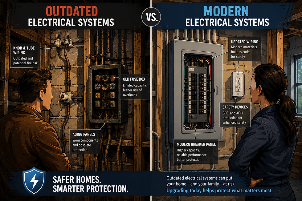 Outdated vs modern electrical systems