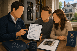 Insurance advisor reviewing electrical updates in an older New Jersey home