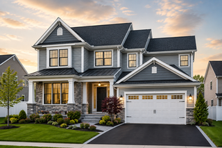Modern suburban New Jersey home with visible roof, siding, windows, and attached garage in clean residential neighborhood.