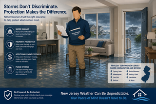 Homeowner standing inside partially flooded modern home while reviewing insurance documents as water enters from outside during heavy rain and storm conditions.