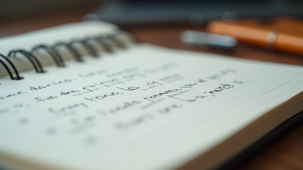 close-up view of a notebook with personal development notes