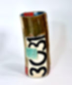 tall contemporary handmade ceramic vase with numbers