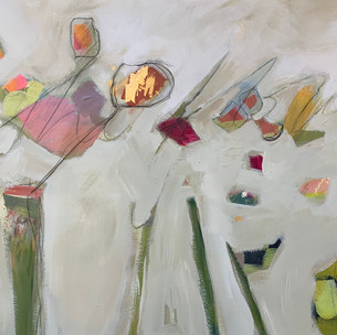 mixed media, abstract flowers, contemporary art, denise cerro art