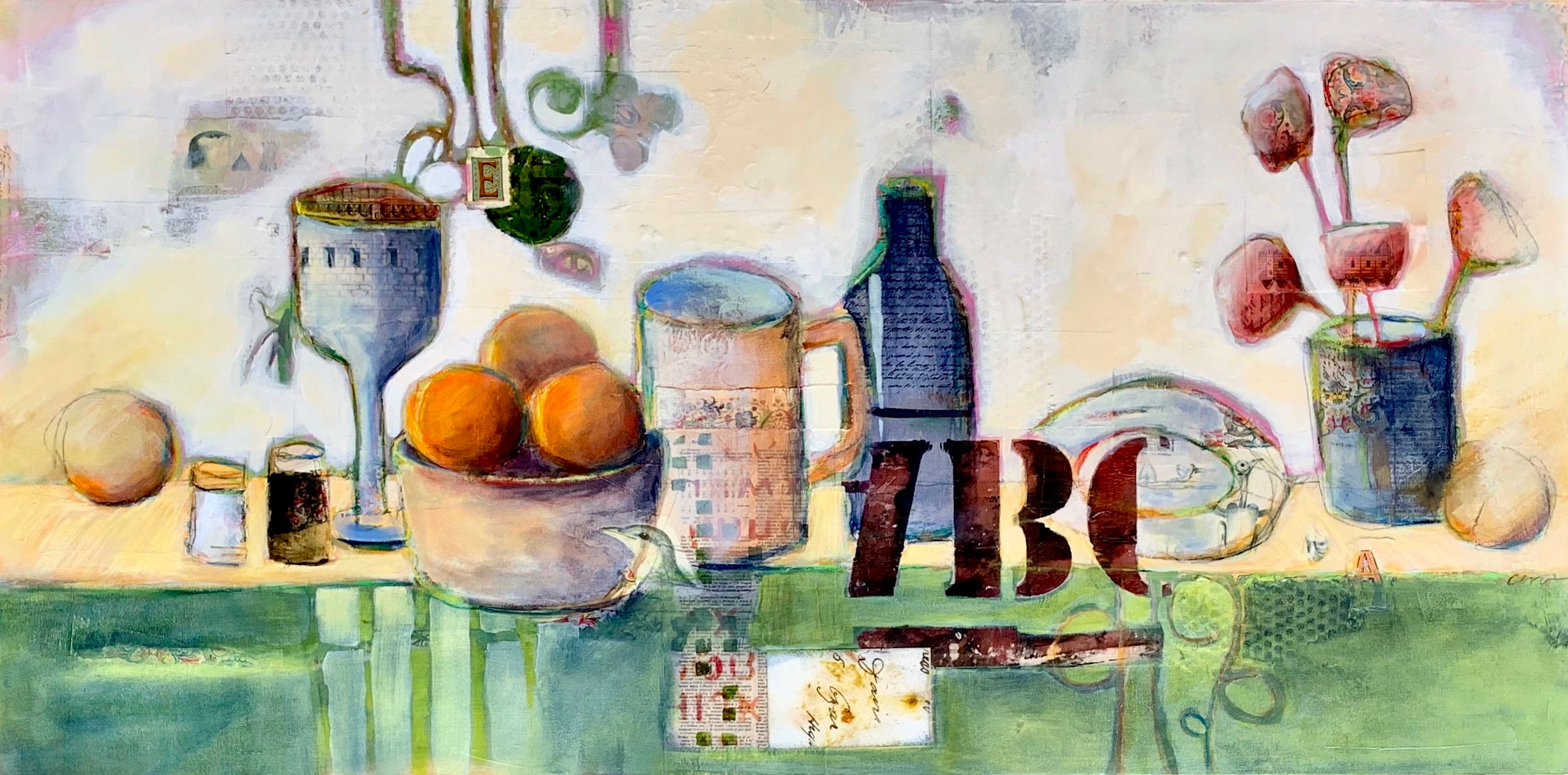 contemporary still life painting of a feast