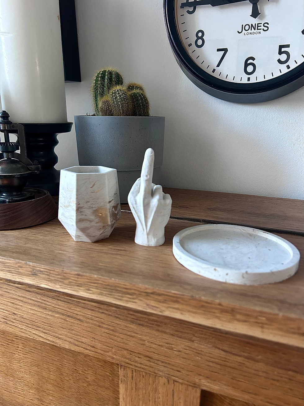 Thumbnail: Rustic Oval Dish - Cement and Gold Marble Finish