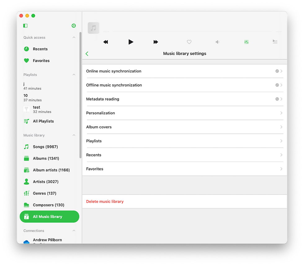music library settings