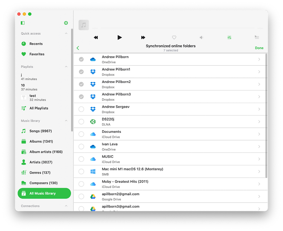 synchronized online filders selection screen