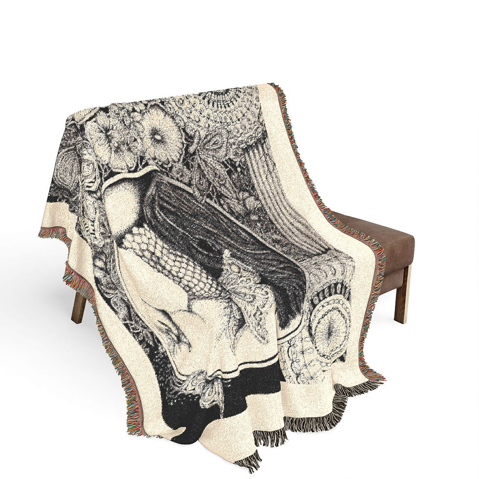 Thumbnail: Black Swan Ink print Woven Blanket 