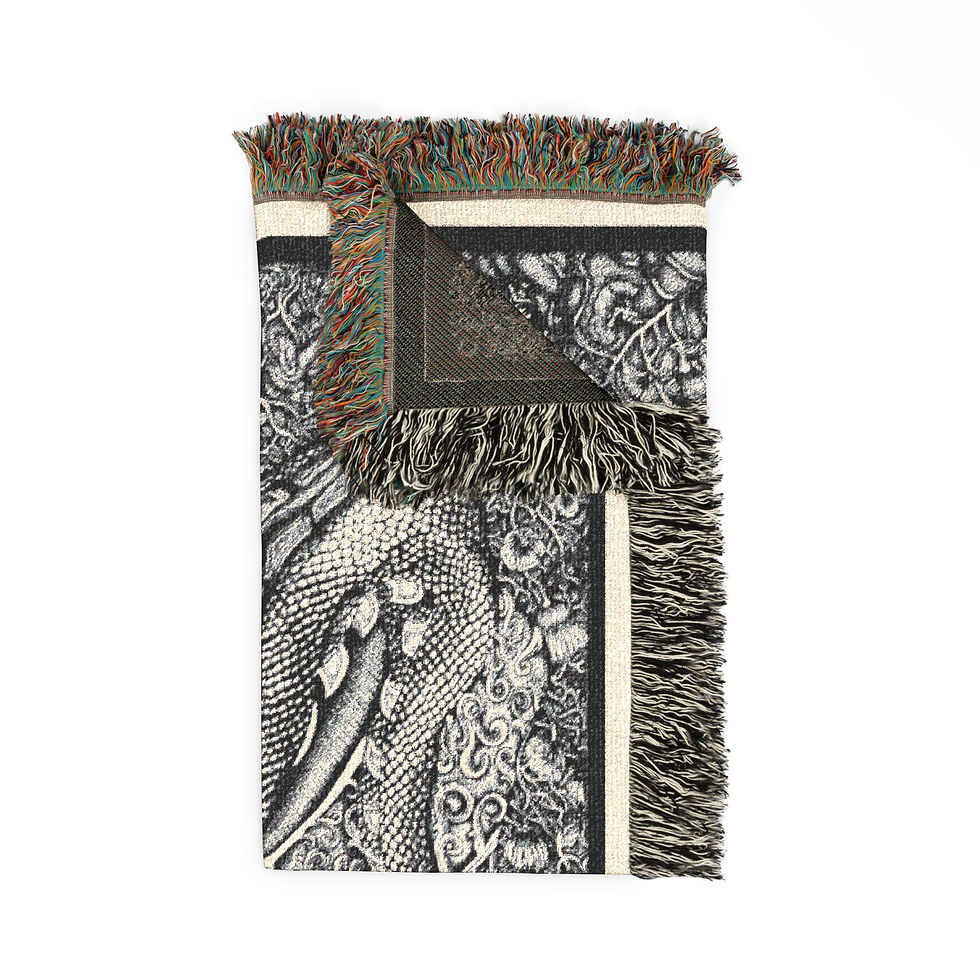 Thumbnail: Peace Hydra Beautiful Woven Blanket with hand drawn ink design by catieartworks