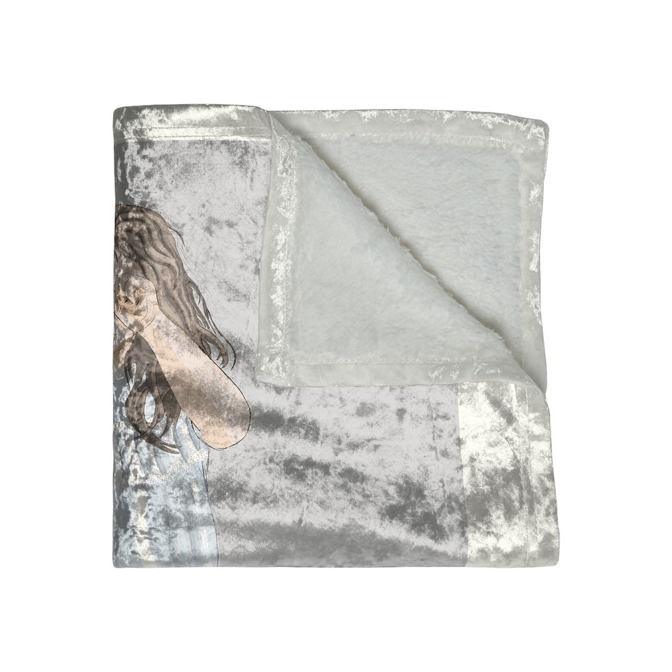 Thumbnail: Crushed Velvet Blanket with Catieartworks Bethany Design