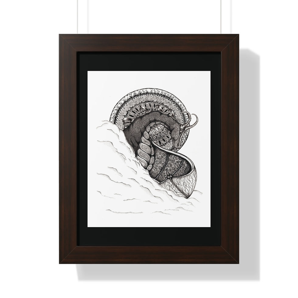 Thumbnail: Peace Dragon ink design by catieartworks available as a framed print