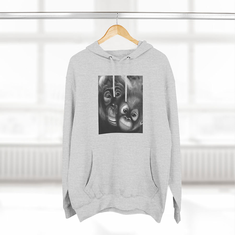 Thumbnail: Catieartworks design Orangutans Three-Panel Fleece Hoodie