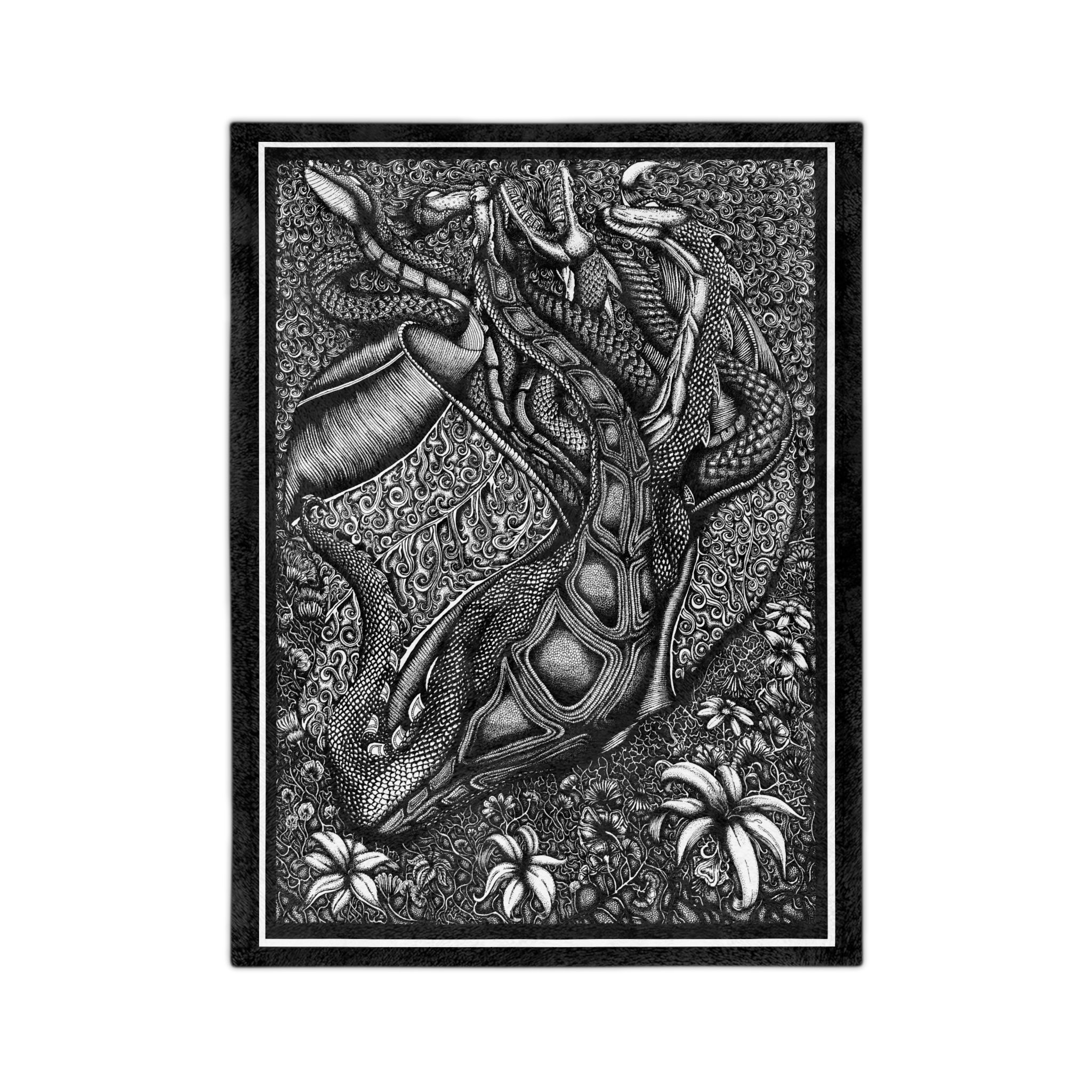 Peace Hydra Ink design by Catieartworks Velveteen Microfiber Blanket