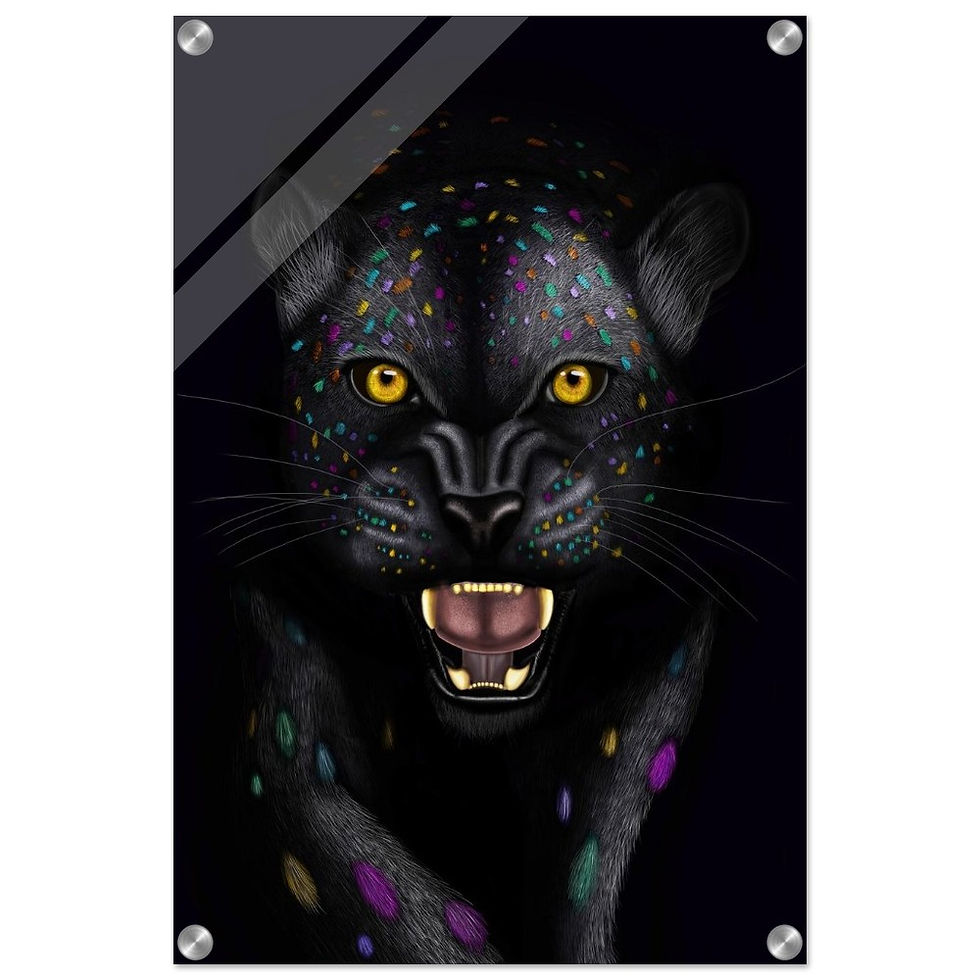Thumbnail: Catieartworks Hand drawn digital Rainbow Leopard design as an Acrylic Print