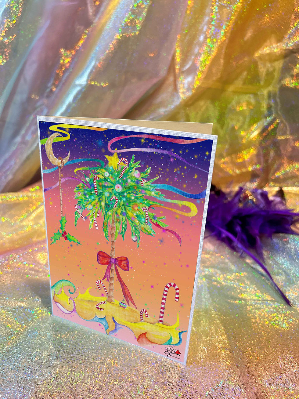 Thumbnail: 'Candy Cane Palm-Sunset Glow' Greeting Card