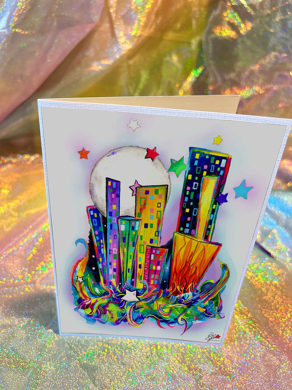 Thumbnail: 'Downtown Surfing' Greeting Card