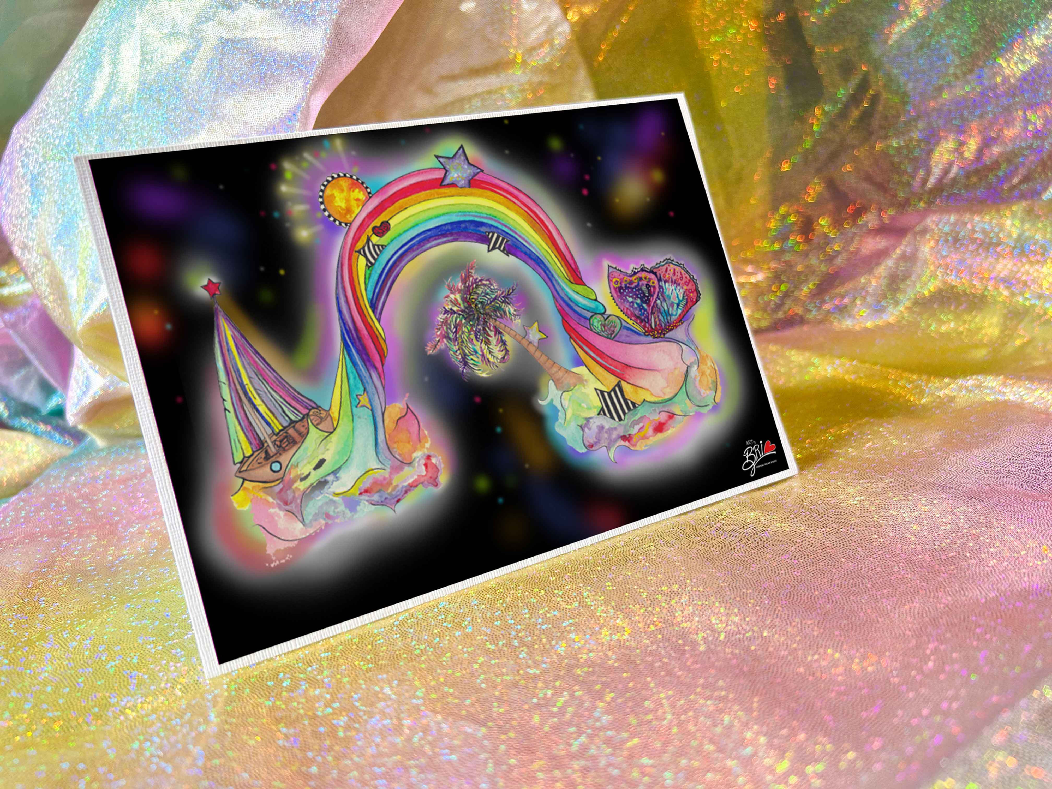 'Tropical Rainbow-Dark Edition' - Greeting Card