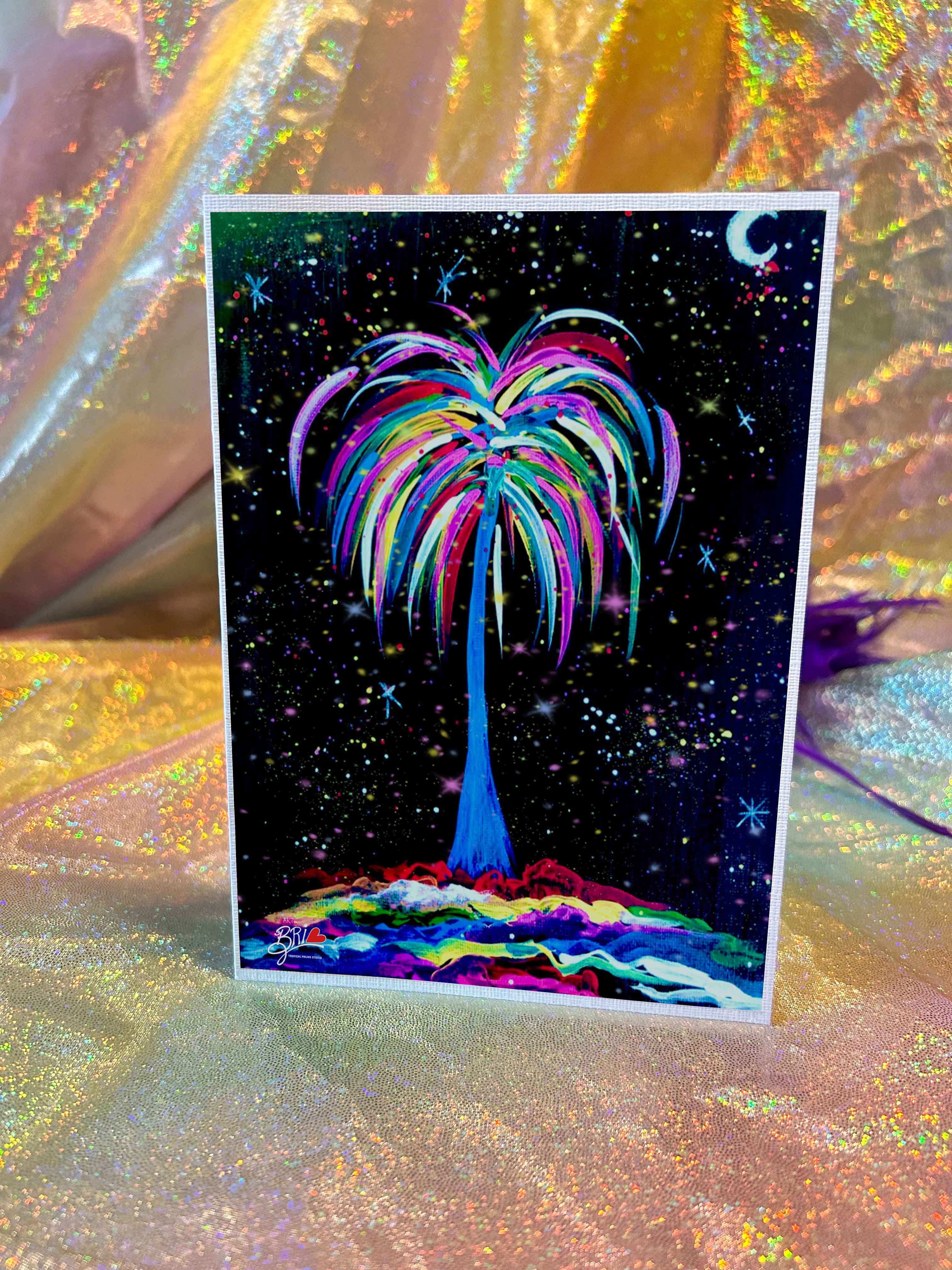'Night Glow Palm' - Greeting Card