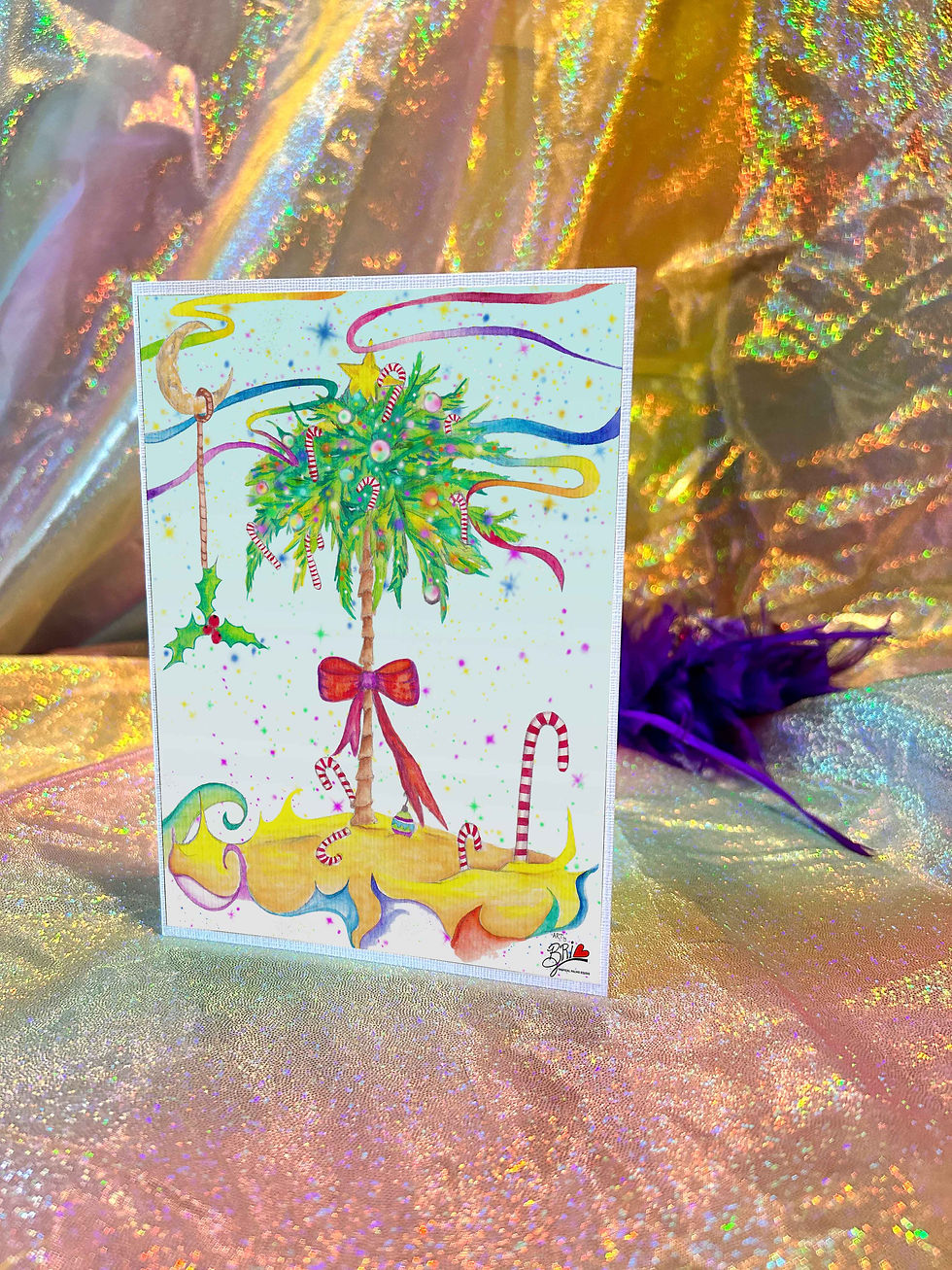 Thumbnail: 'Candy Cane Palm-Floating Cloud' Greeting Card