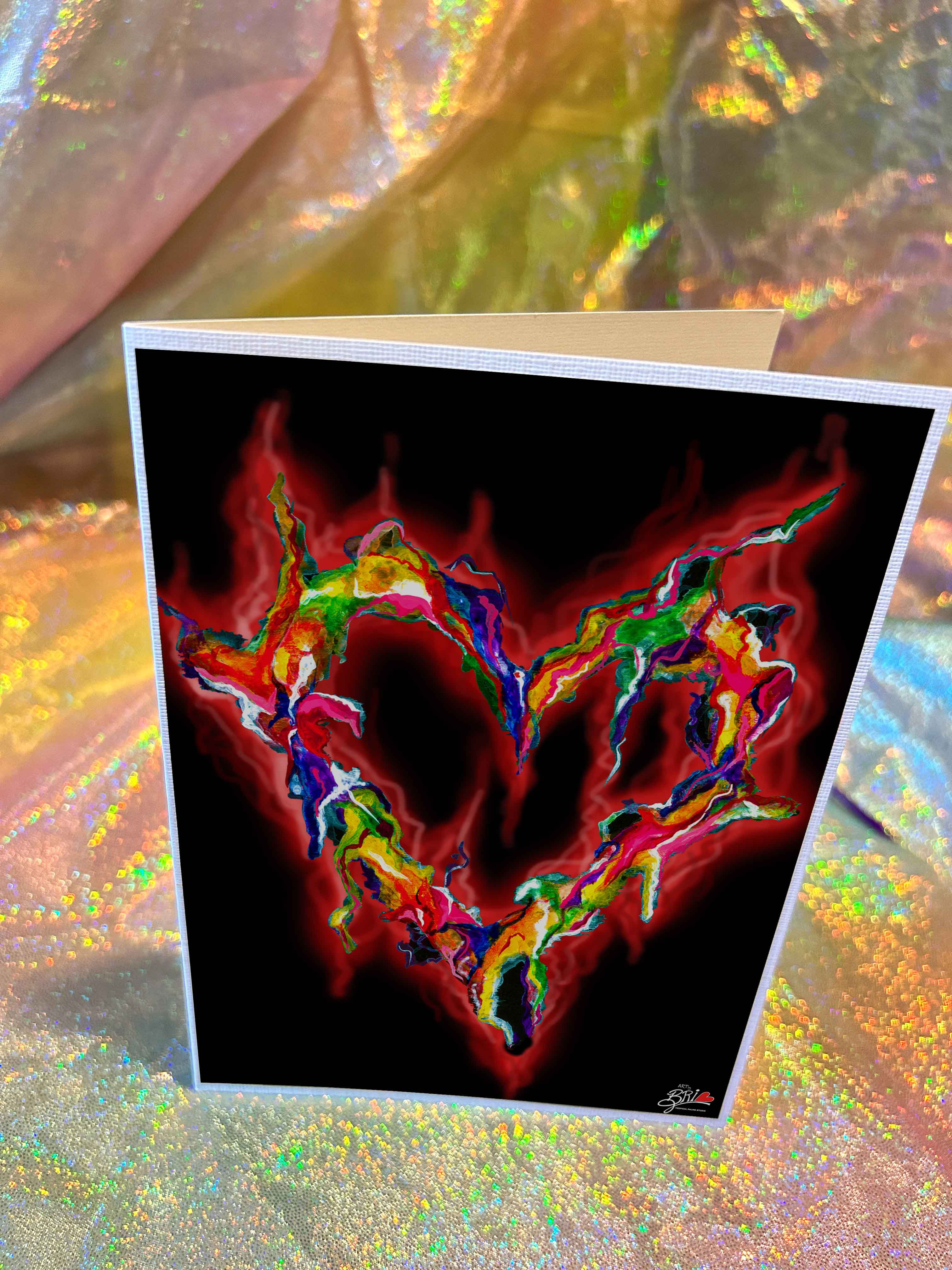 'Tropical Heart Red Glow' - Greeting Card