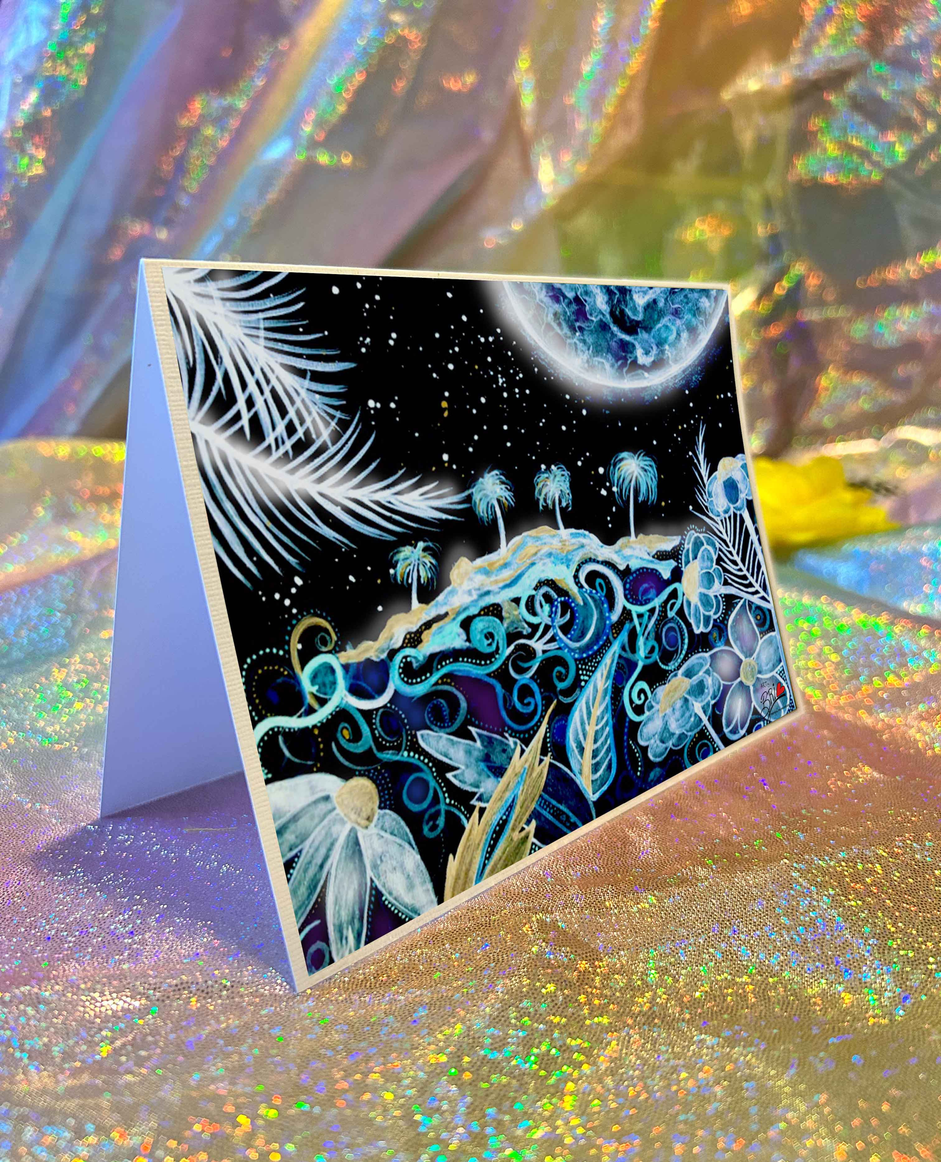 'Moonlight Palms' - Greeting Card