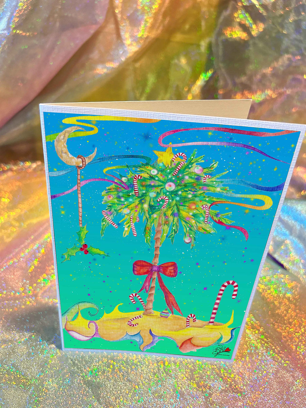 Thumbnail: Candy Cane Palm-Aqua Aura' Greeting Card