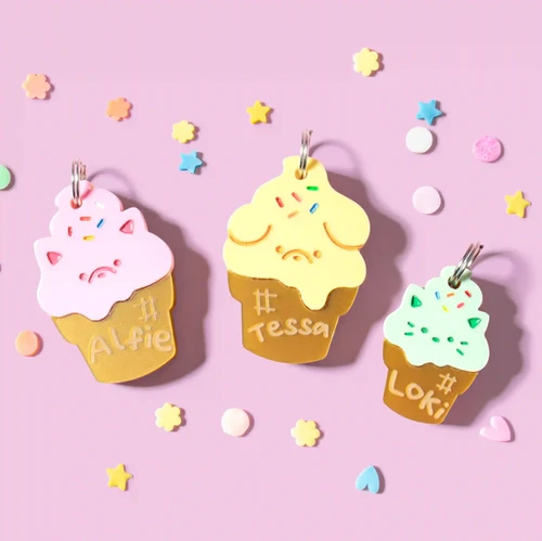 Cute Ice Cream Dog Tag & Cat Tag | Waterproof Pet ID | Kissamo