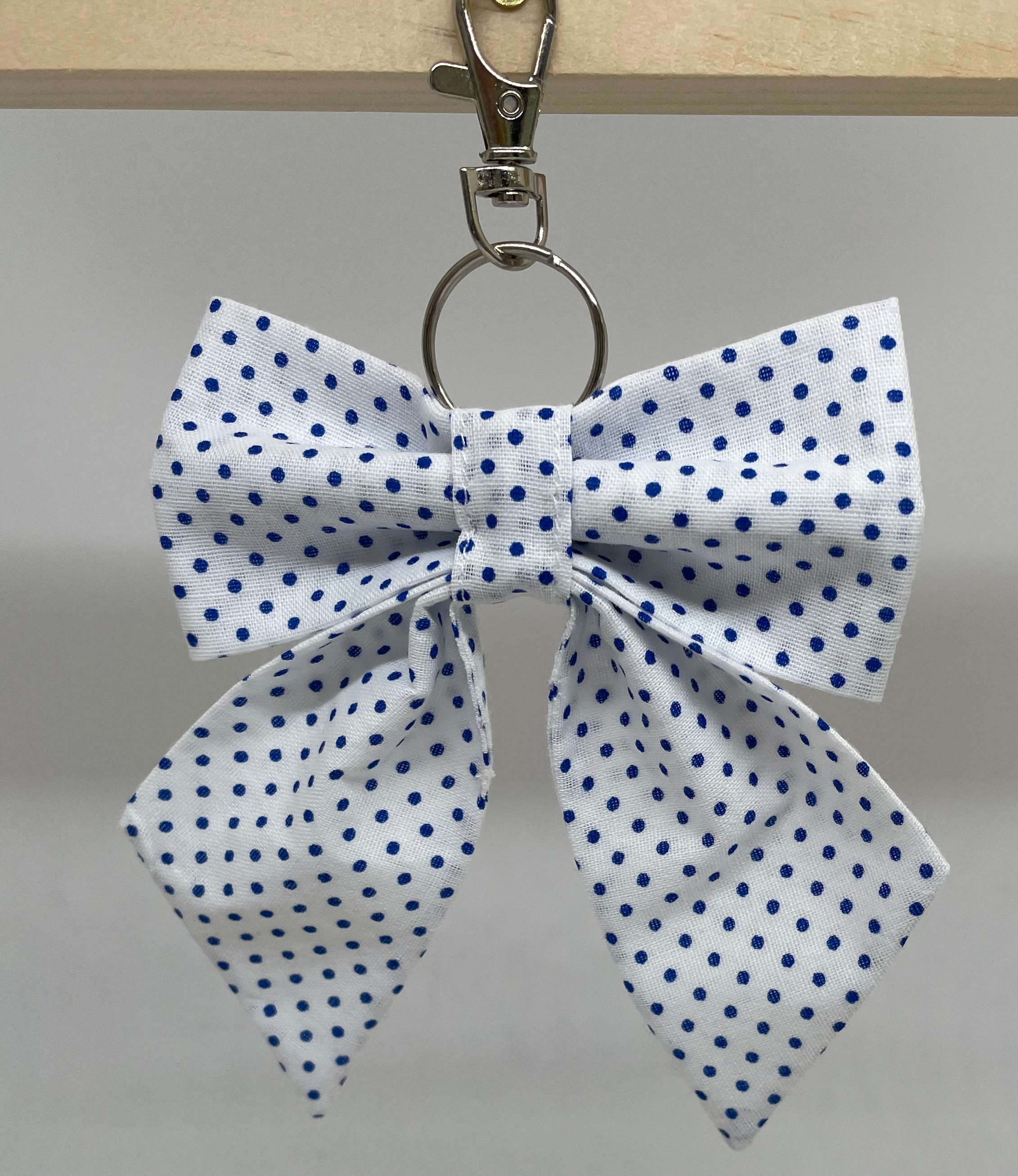 White and blue sporty Bow-Dangle