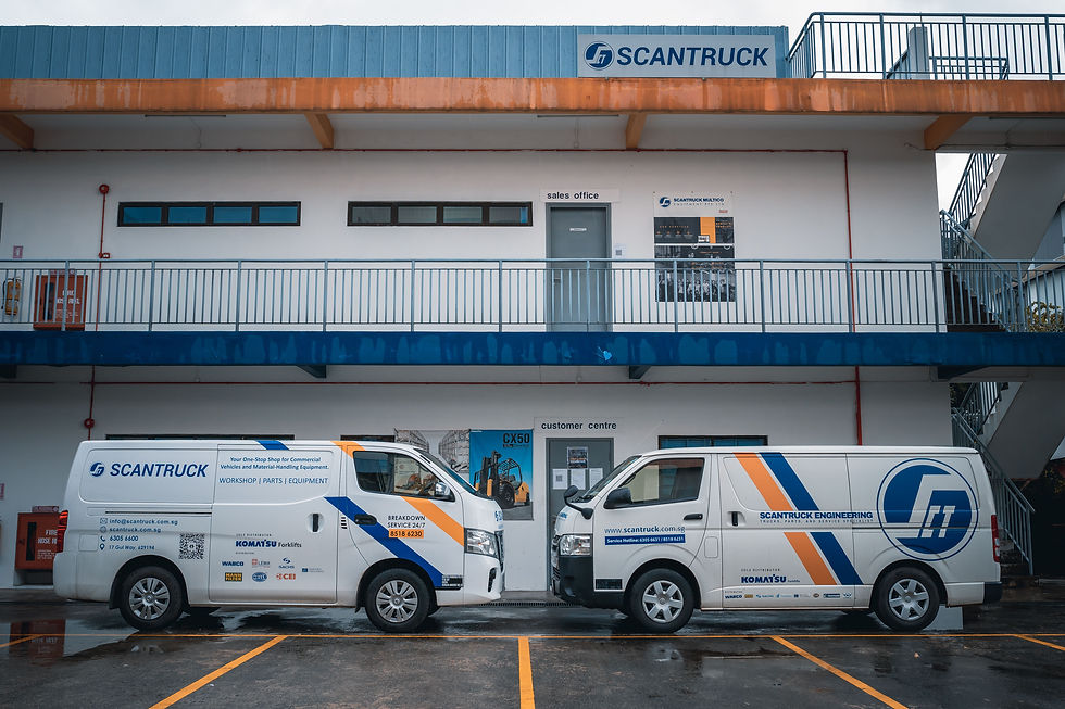 two van parked in front of sales office