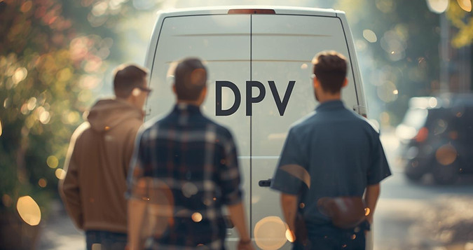 drei handwerker mit dem rücken zur kamer