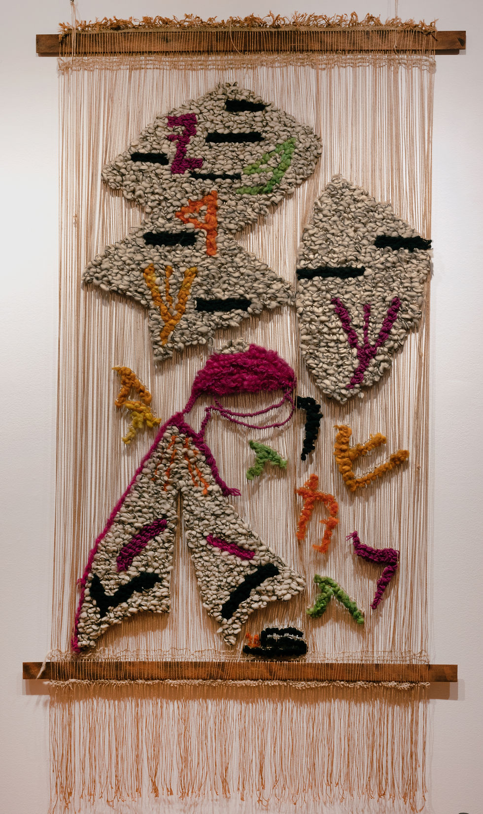 Ten Commandments appear at the top, but in jagged shapes. Hebrew letters comprise the Priestly Blessing