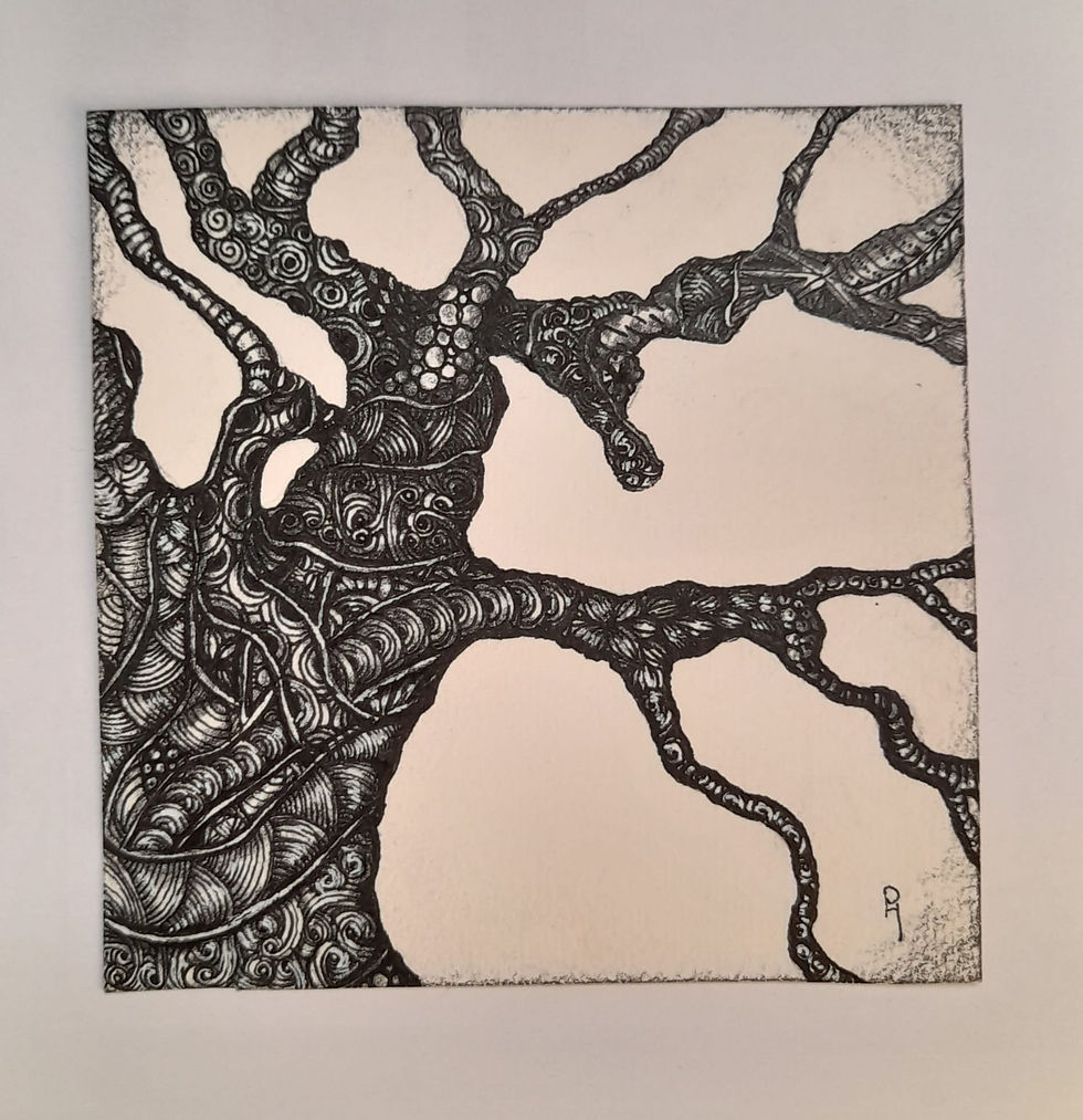 Zentangle Inspired Art (ZIA) by Pauline Herbert using lots of tiny tangles for Ruby McGuire's Tangletastic Challenge