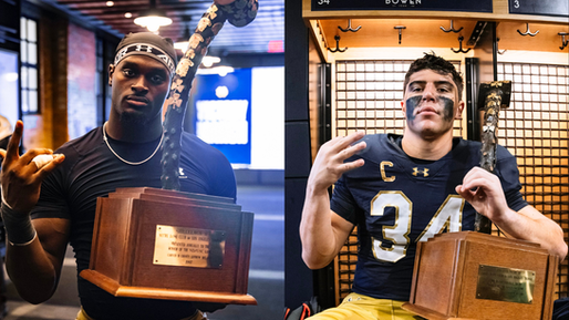 Jeremiyah Love and Drayk Bowen after defeating USC.